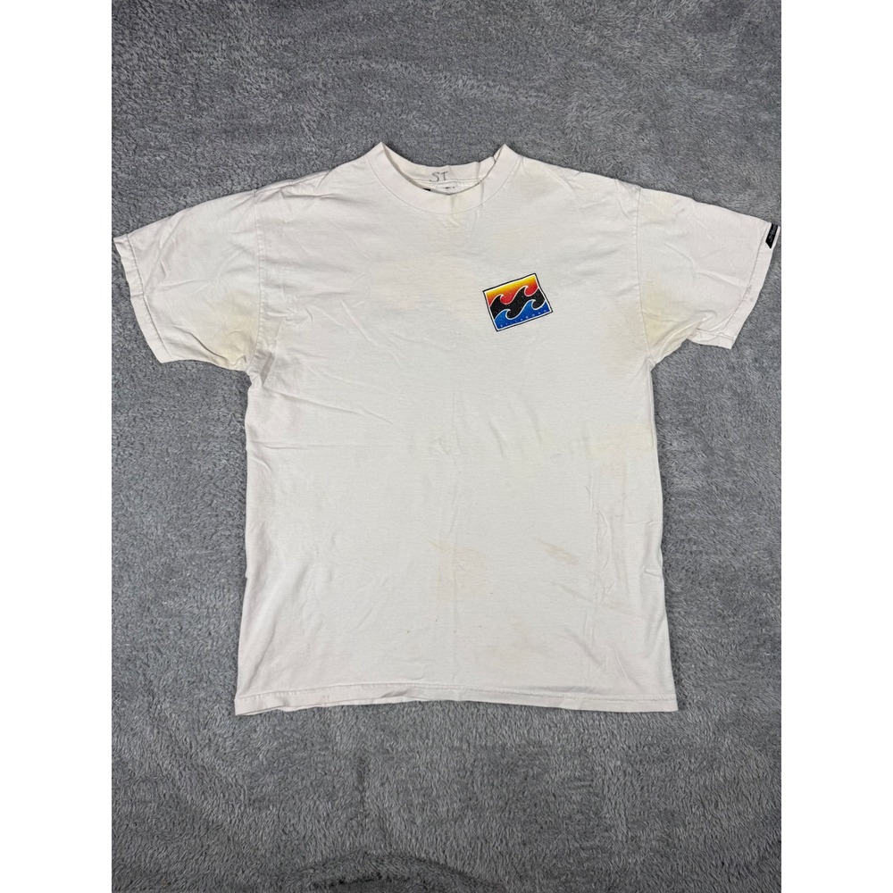 Billabong T-Shirt Mens Medium White Fair Graphic Surf Skate Retro Tee